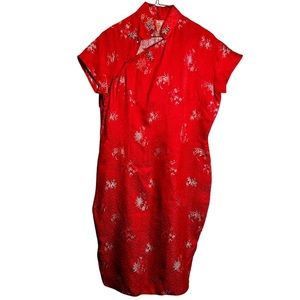 Vintage‎ Red Cheongsam Cocktail Dress - Sz. M